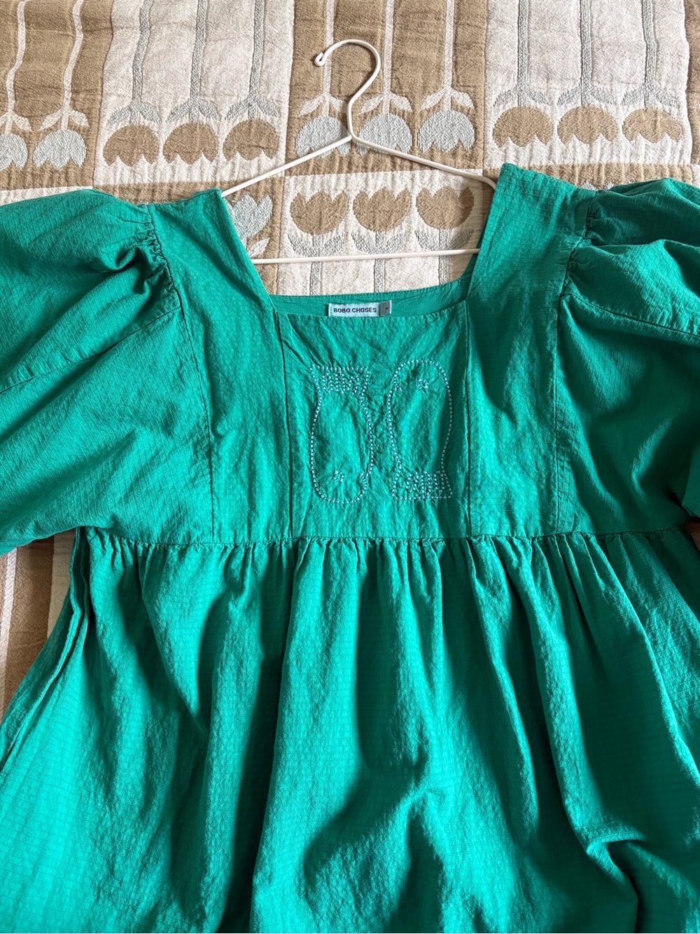 NWOT Bobo Choses Emerald Green Square-Neck Fish Maxi Dress - Picture 8 of 8